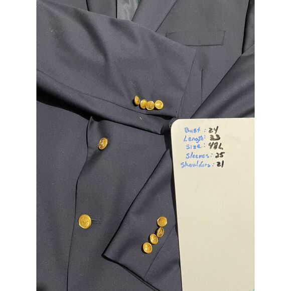 Lauren Ralph Lauren classic sport coat gold buttons navy Blue jacket  men's 48L - Picture 13 of 13